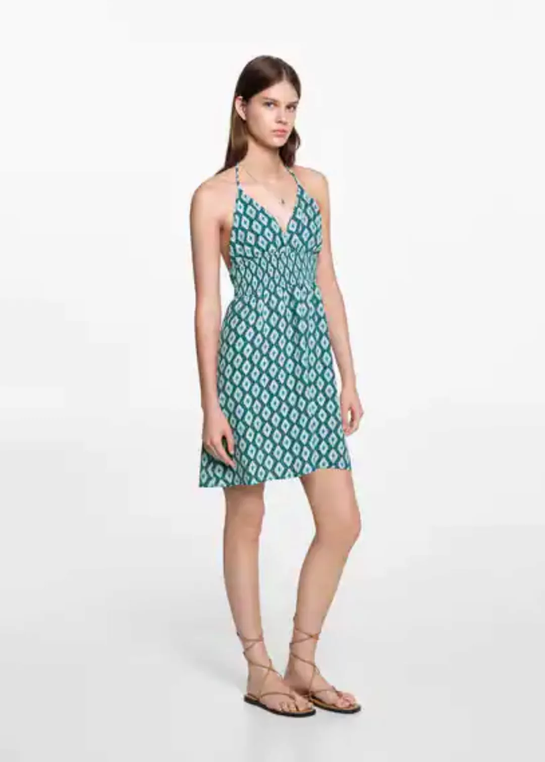 Gemustertes Kleid mit Raffdetail günstig online kaufen