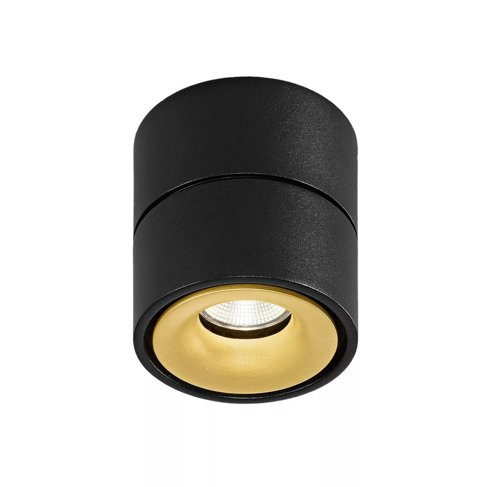 Egger Clippo LED-Deckenspot, schwarz-gold, 2.700K günstig online kaufen