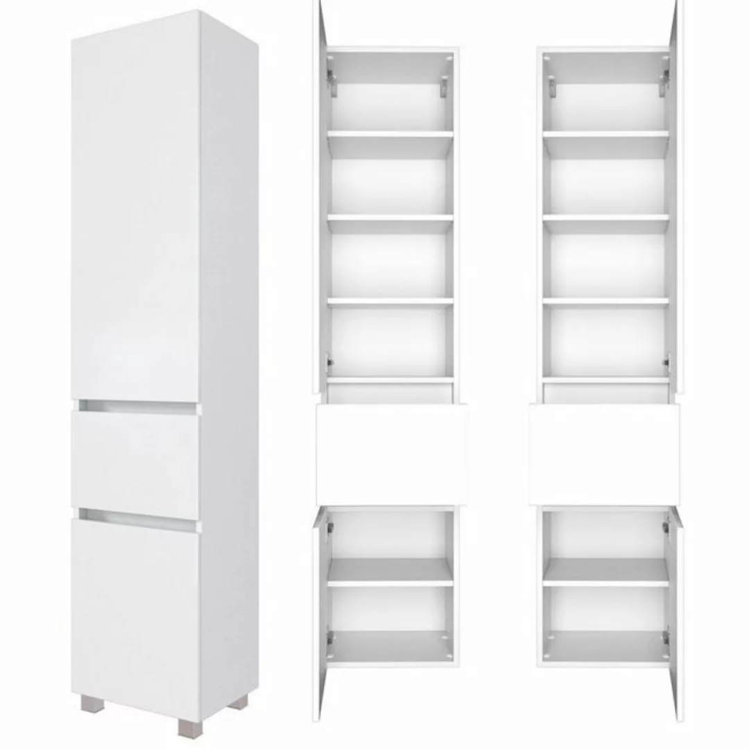 Lomadox Hochschrank ARLON-03 Badezimmer Schrank weiß modern Seitenschrank B günstig online kaufen