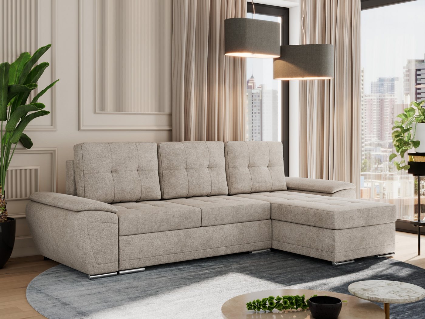 MKS MÖBEL Ecksofa UMBRIA L, Set, Schlafsofa, T30-Schaum, Wellenfedern, Meta günstig online kaufen