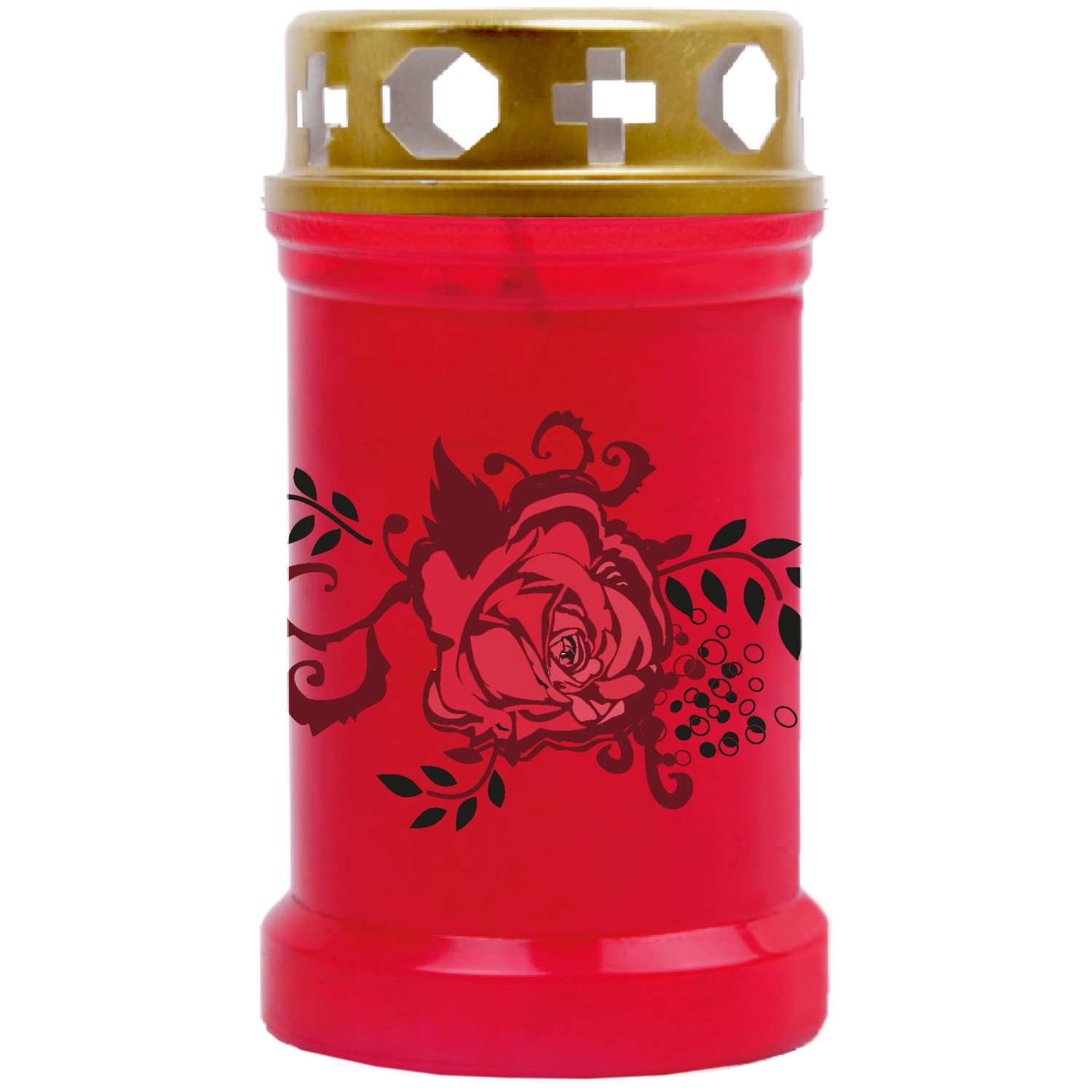 HS Candle Grabkerze Rot 40h Inkl. Deckel Gold Rose günstig online kaufen