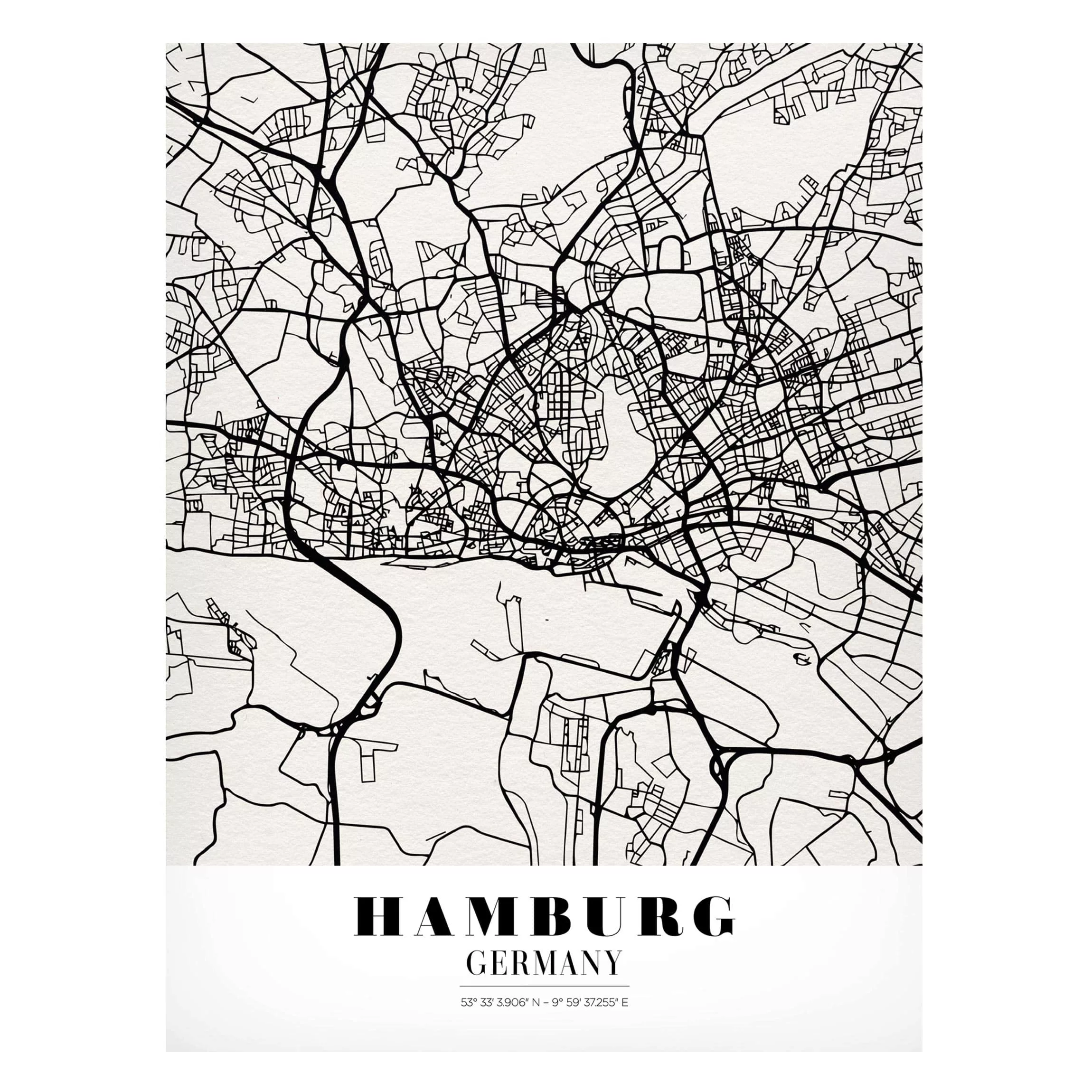 Magnettafel Stadt-, Land- & Weltkarte - Hochformat 3:4 Stadtplan Hamburg - günstig online kaufen