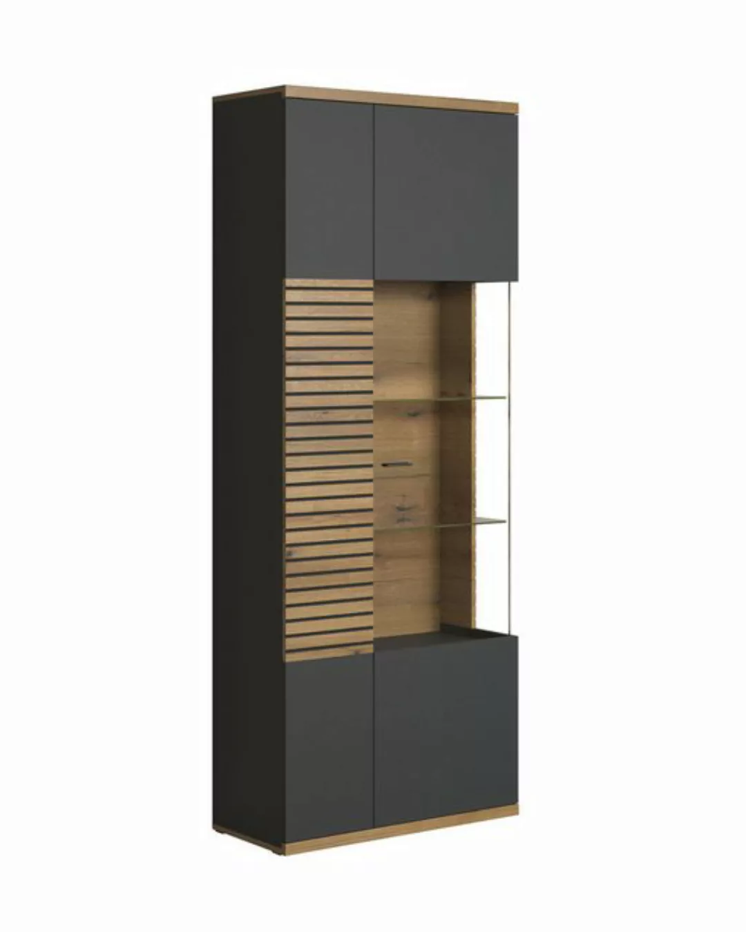 trendteam Vitrine (Vitrine) Vitrinenschrank Hochschrank mit Glasböden 80x20 günstig online kaufen