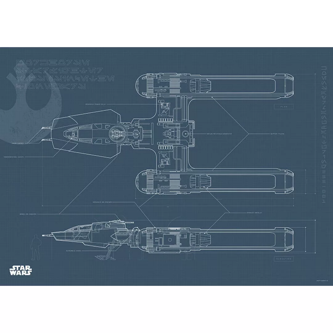 Komar Wandbild Star Wars EP9 Blueprint Y-Wing Star Wars B/L: ca. 70x50 cm günstig online kaufen