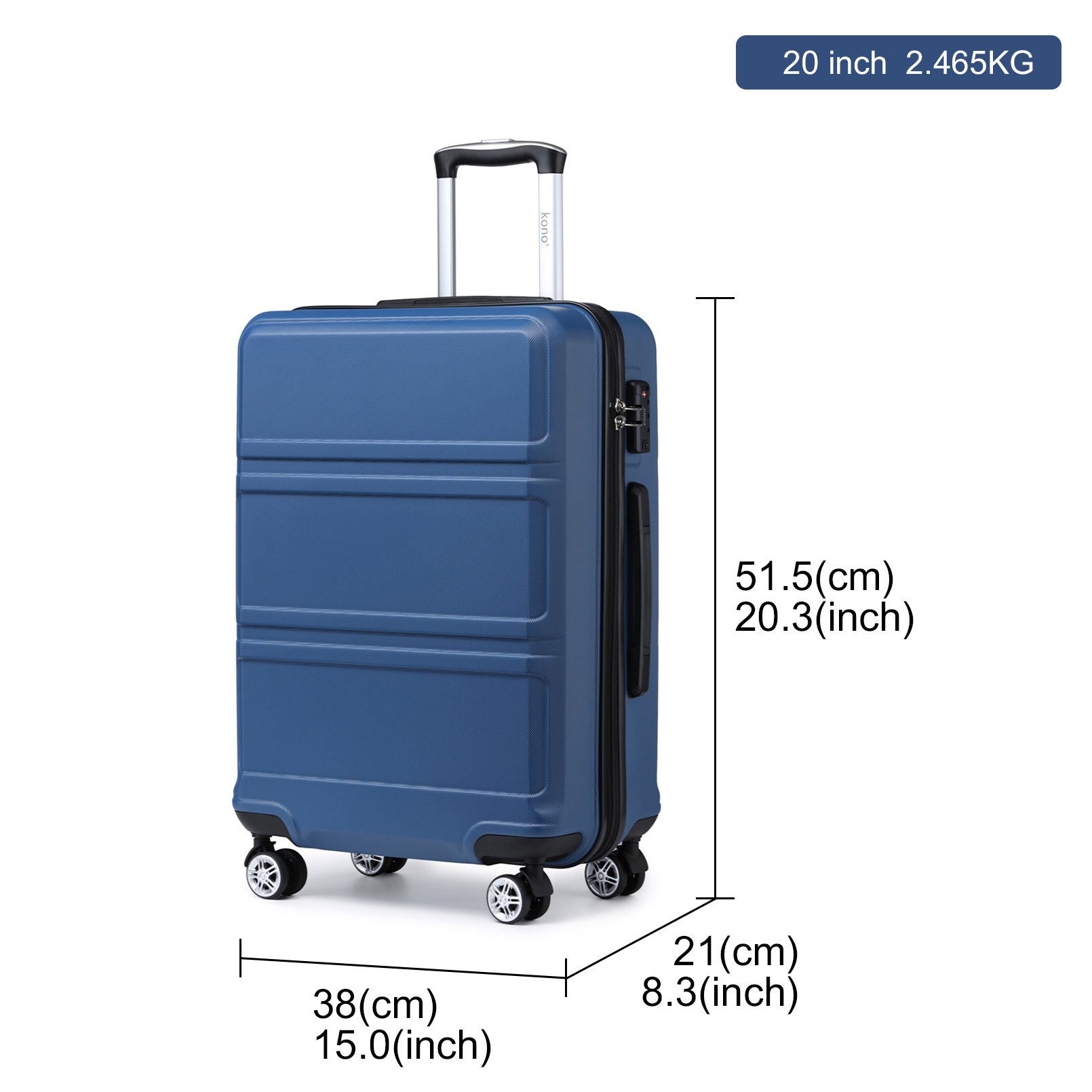 KONO Hartschalen-Trolley mit TSA-Schloss - Reisekoffer günstig online kaufen