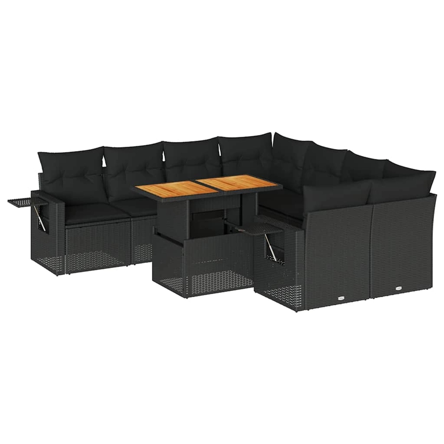 vidaXL 9-Tlg Garten-Sofagarnitur mit Kissen Schwarz Poly Rattan 3327128 günstig online kaufen