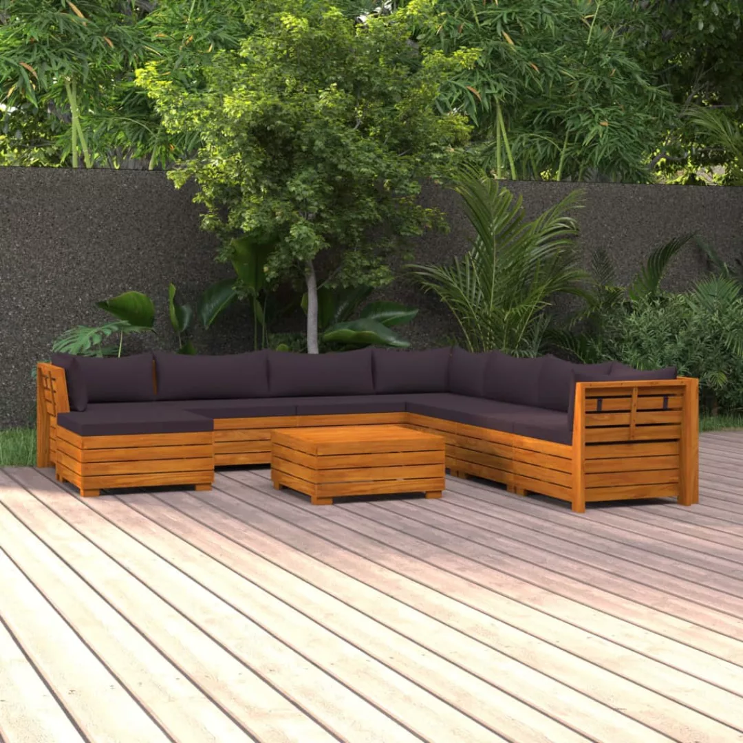 9-tlg. Garten-lounge-set Mit Kissen Massivholz Akazie günstig online kaufen