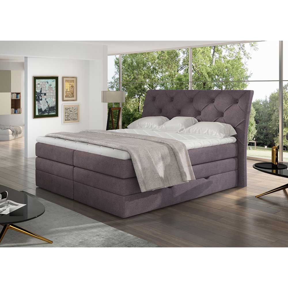 Boxspringbett Stauraumbett in Mauve mit Bettkasten günstig online kaufen