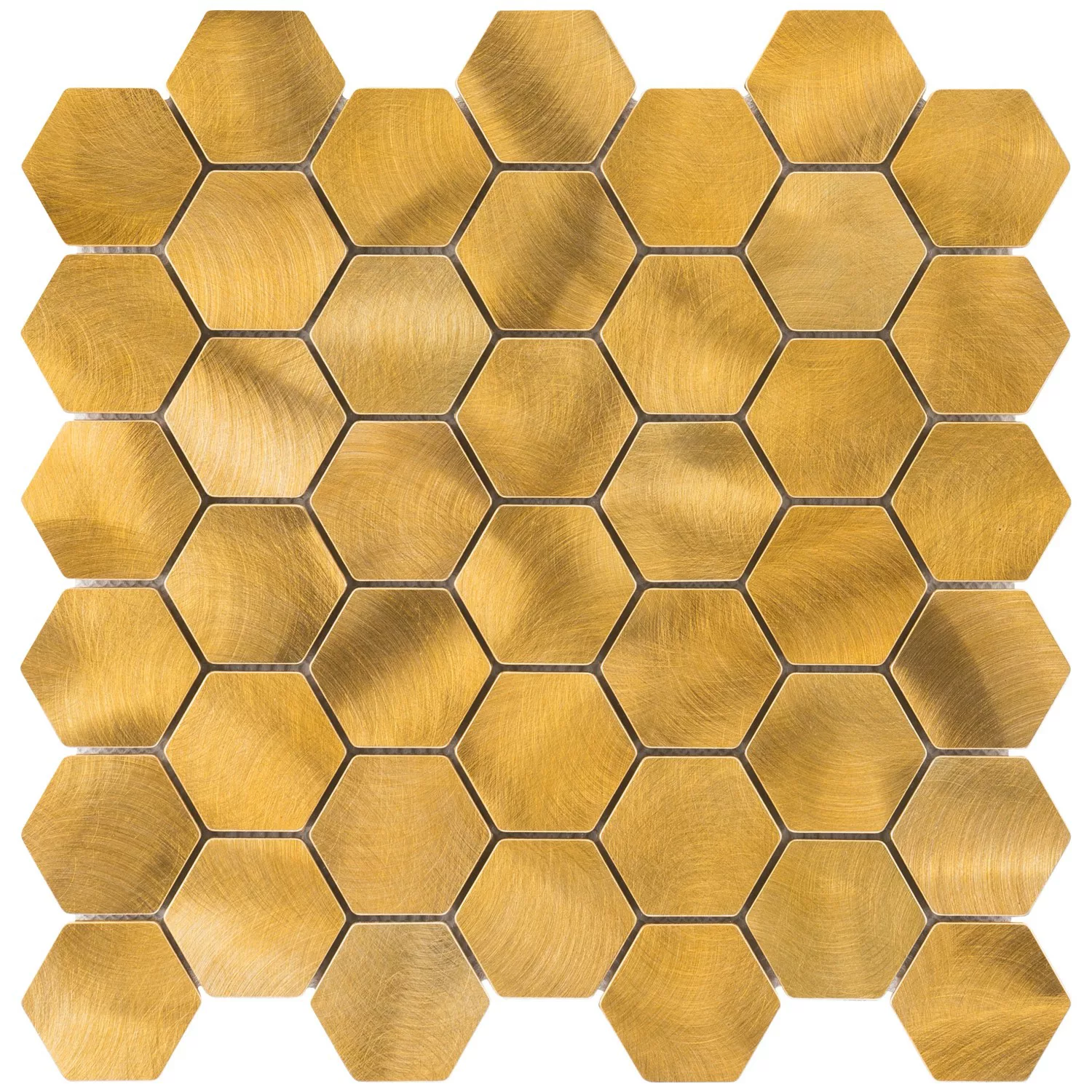 Mosaik Aluminium Gold Hexagon 30 cm x 30 cm günstig online kaufen