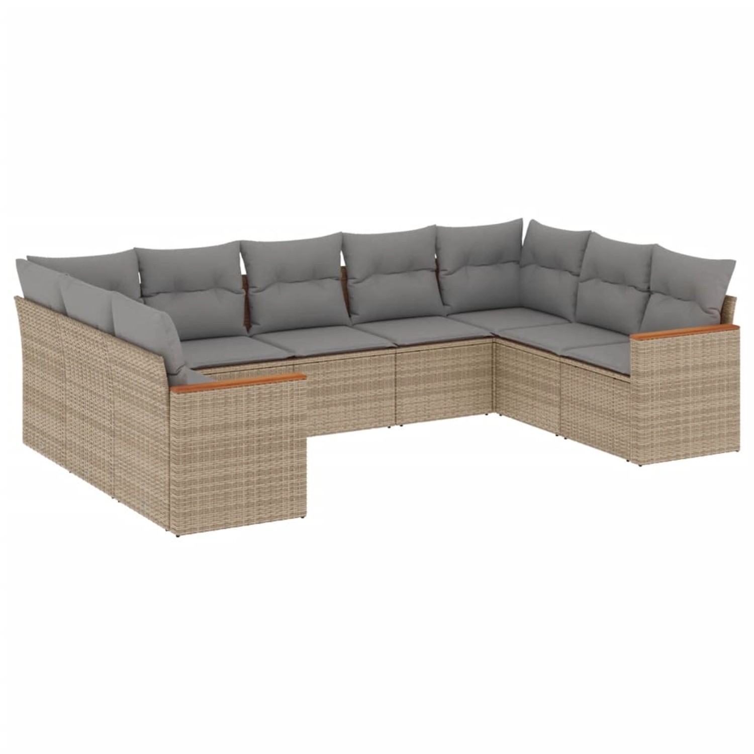 vidaXL 9-Tlg Garten-Sofagarnitur mit Kissen Beige Poly Rattan 3258678 günstig online kaufen