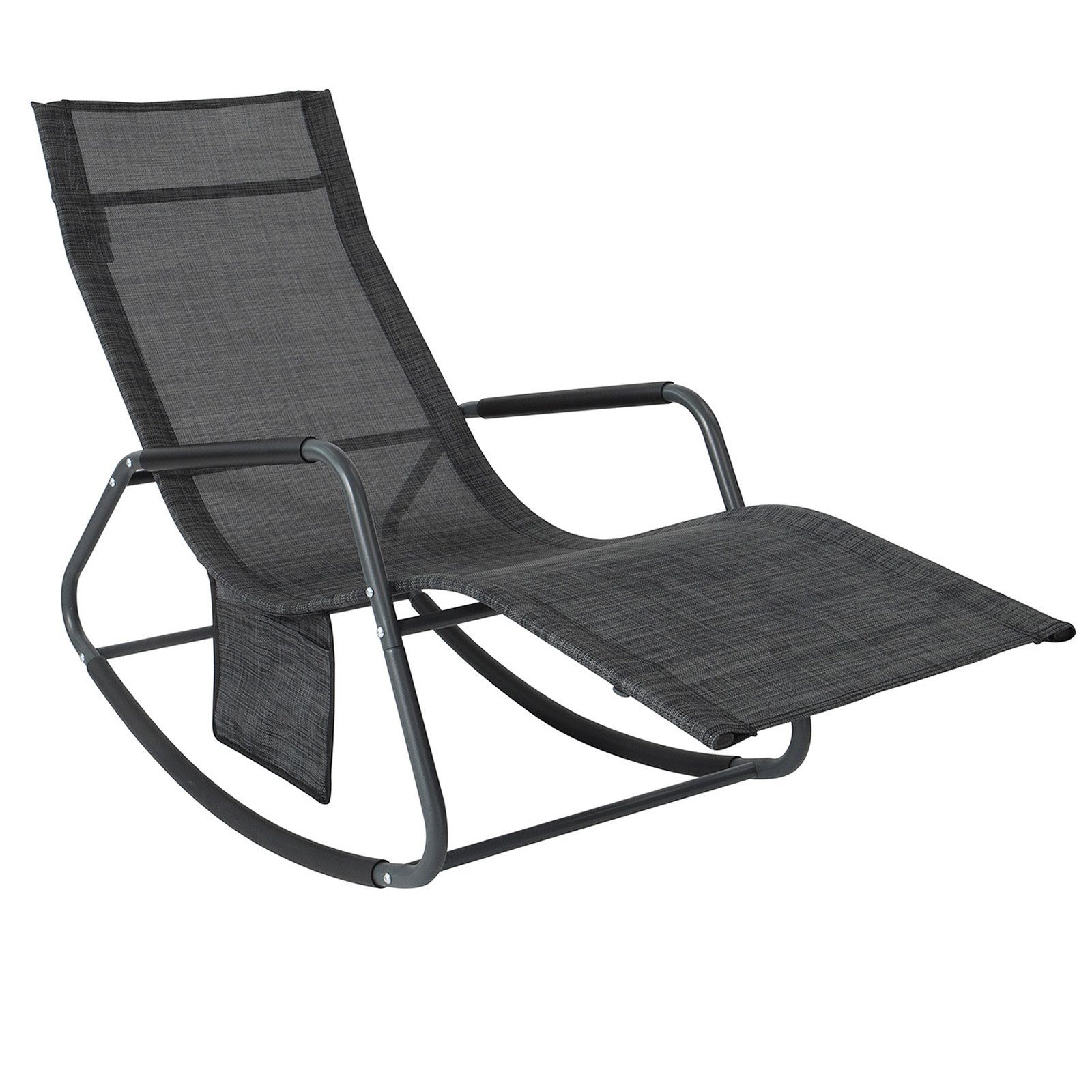SoBuy Sonnenliege mit Seitentasche Garten Metall Kunstfasergewebe Schwarz O günstig online kaufen