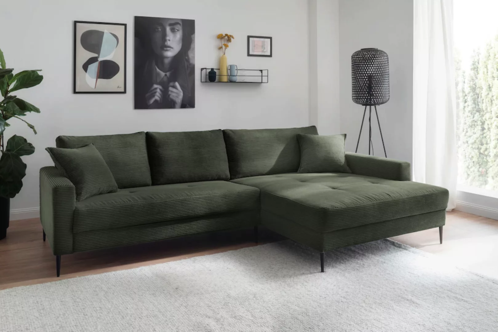 Trends by HG Ecksofa "Summer L-Form", in Cord-Stoff mit Metallfuß günstig online kaufen