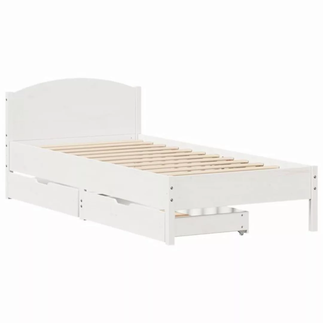 vidaXL Bett, Massivholzbett ohne Matratze Weiß 75x190 cm Kiefernholz günstig online kaufen