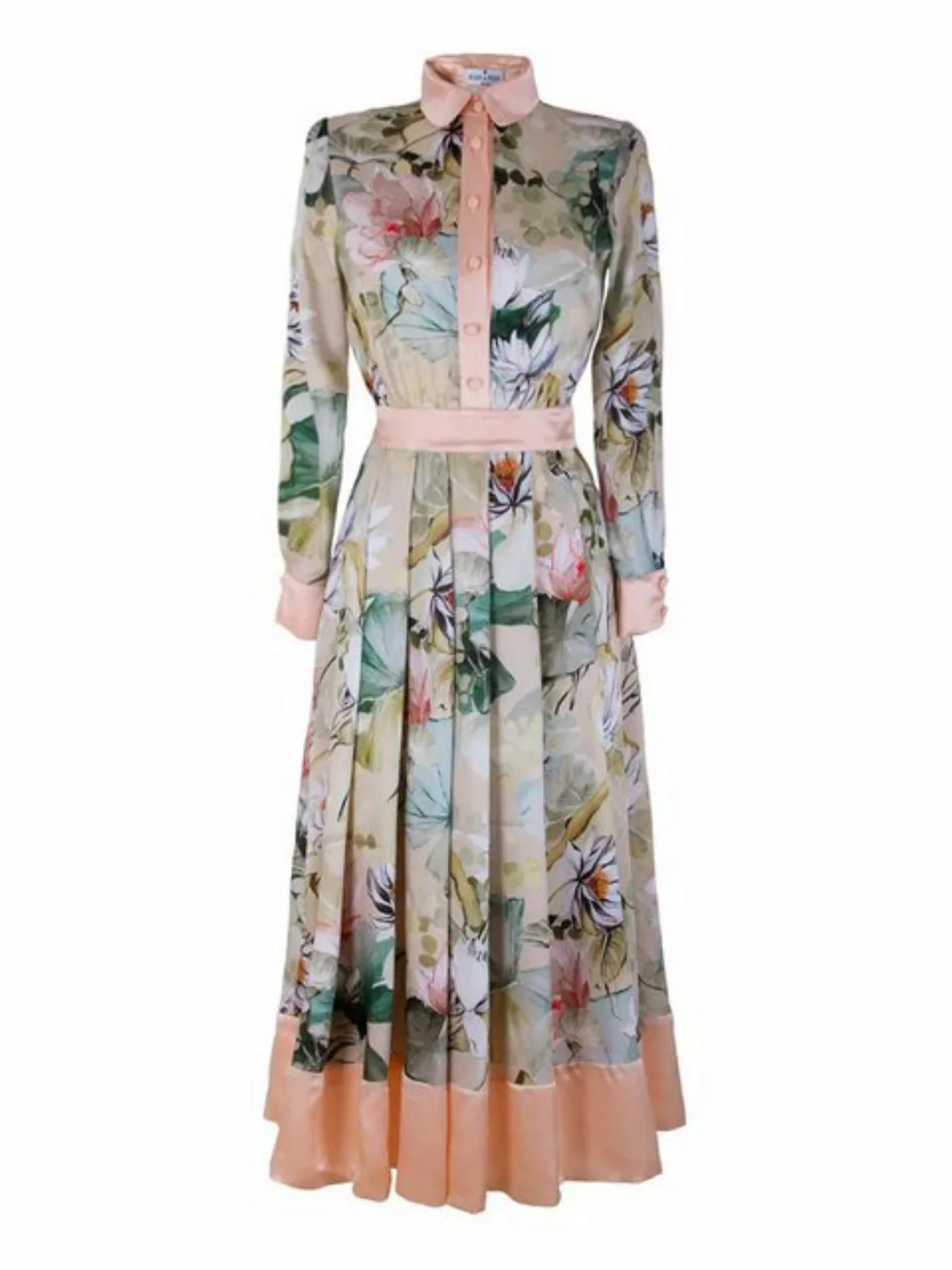 RUA & RUA Midikleid Kleid aus Seide Hemdkleid Seidenkleid mit Blumenmuster günstig online kaufen
