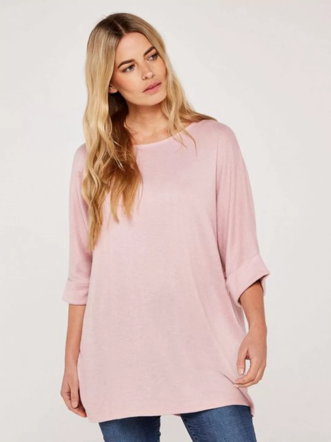 Apricot Klassische Bluse Longshirt, (1-tlg) mit Fledermausärmeln günstig online kaufen