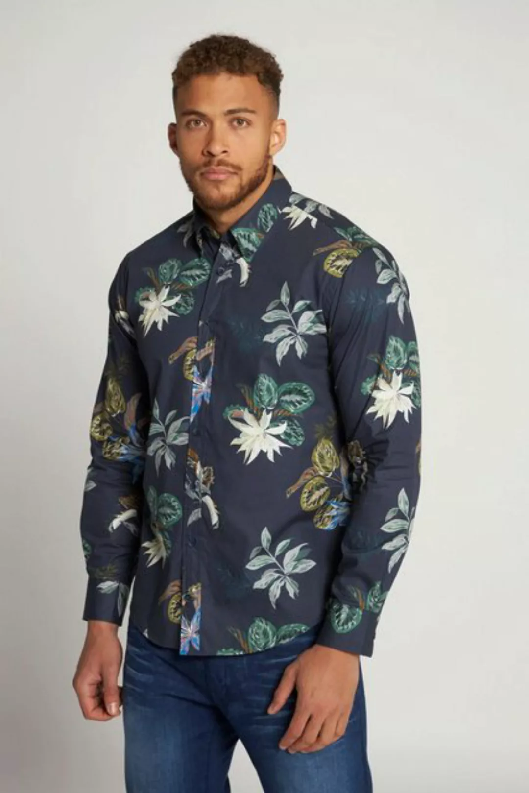 JP1880 Businesshemd Hemd Langarm floraler Print Buttondown-Kragen günstig online kaufen