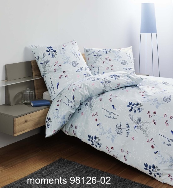 Janine Janine Mako-Satin Bettwäsche moments 98126 eisblau Größe:  155x200 c günstig online kaufen