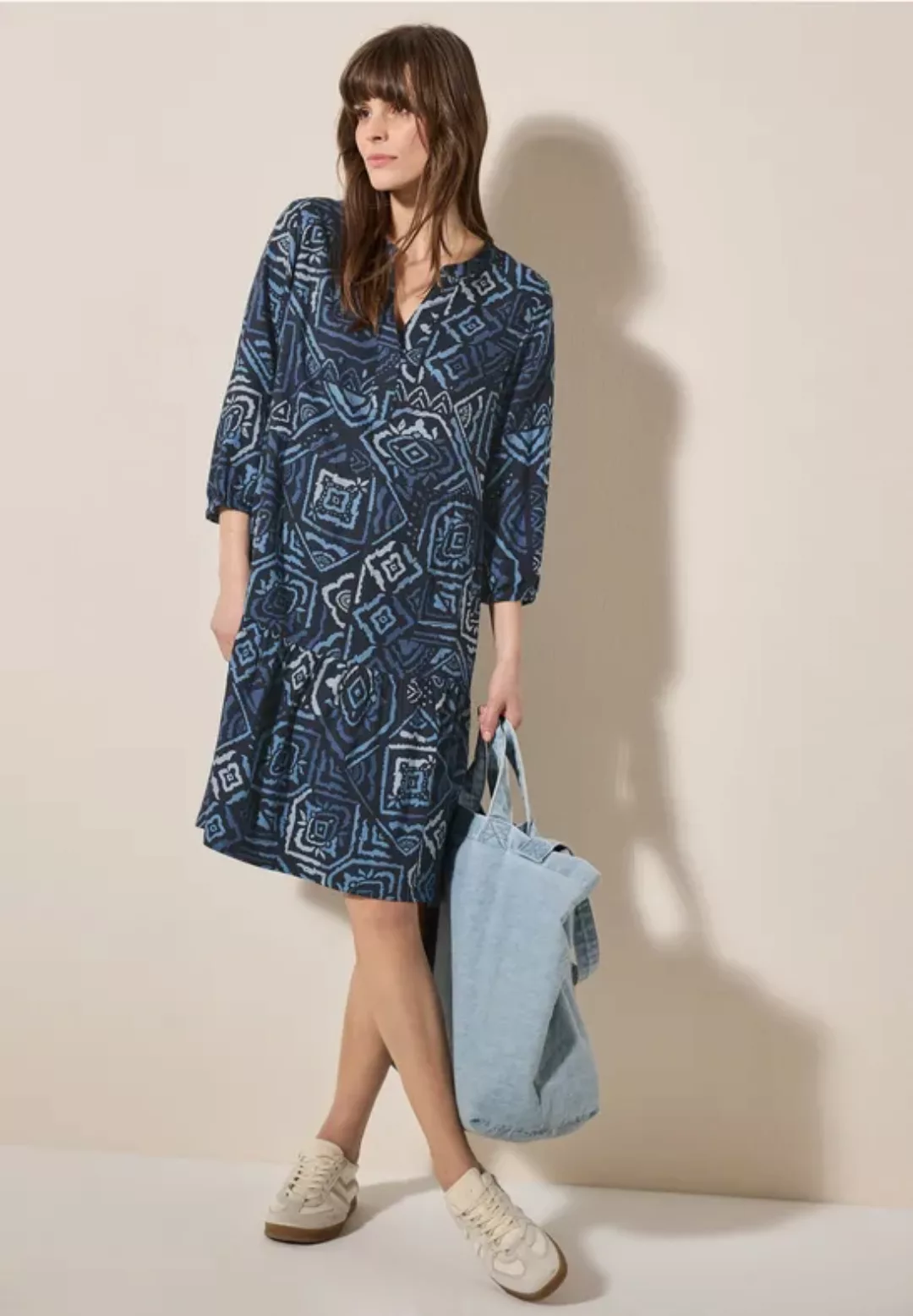Gemustertes Volant-Kleid günstig online kaufen