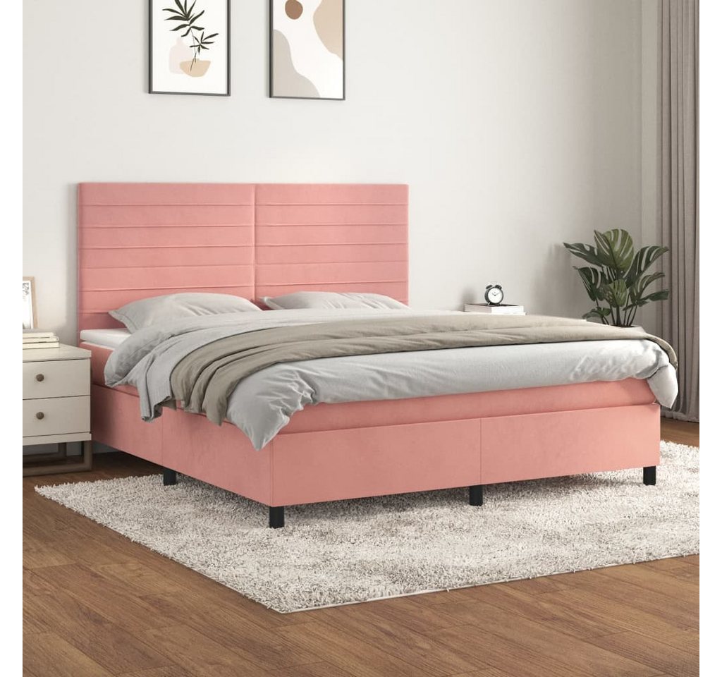 vidaXL Boxspringbett Boxspringbett mit Matratze Rosa 160x200 cm Samt Bett B günstig online kaufen