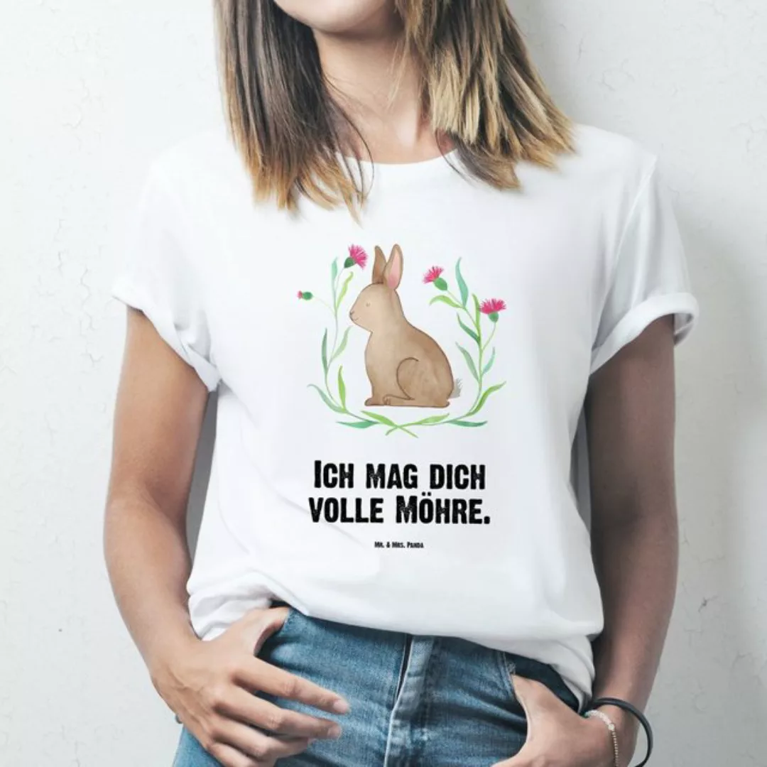 Mr. & Mrs. Panda T-Shirt Hase sitzend - Weiß - Geschenk, Osterblume, Party, günstig online kaufen