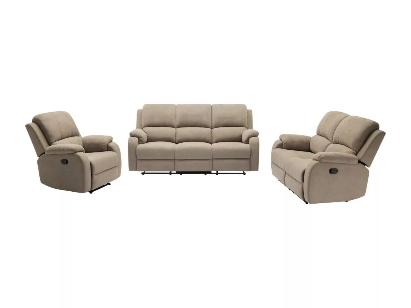 Relaxsofa 3-Sitzer, 2-Sitzer & Relaxsessel - Mikrofaser - Taupe - BRODY günstig online kaufen