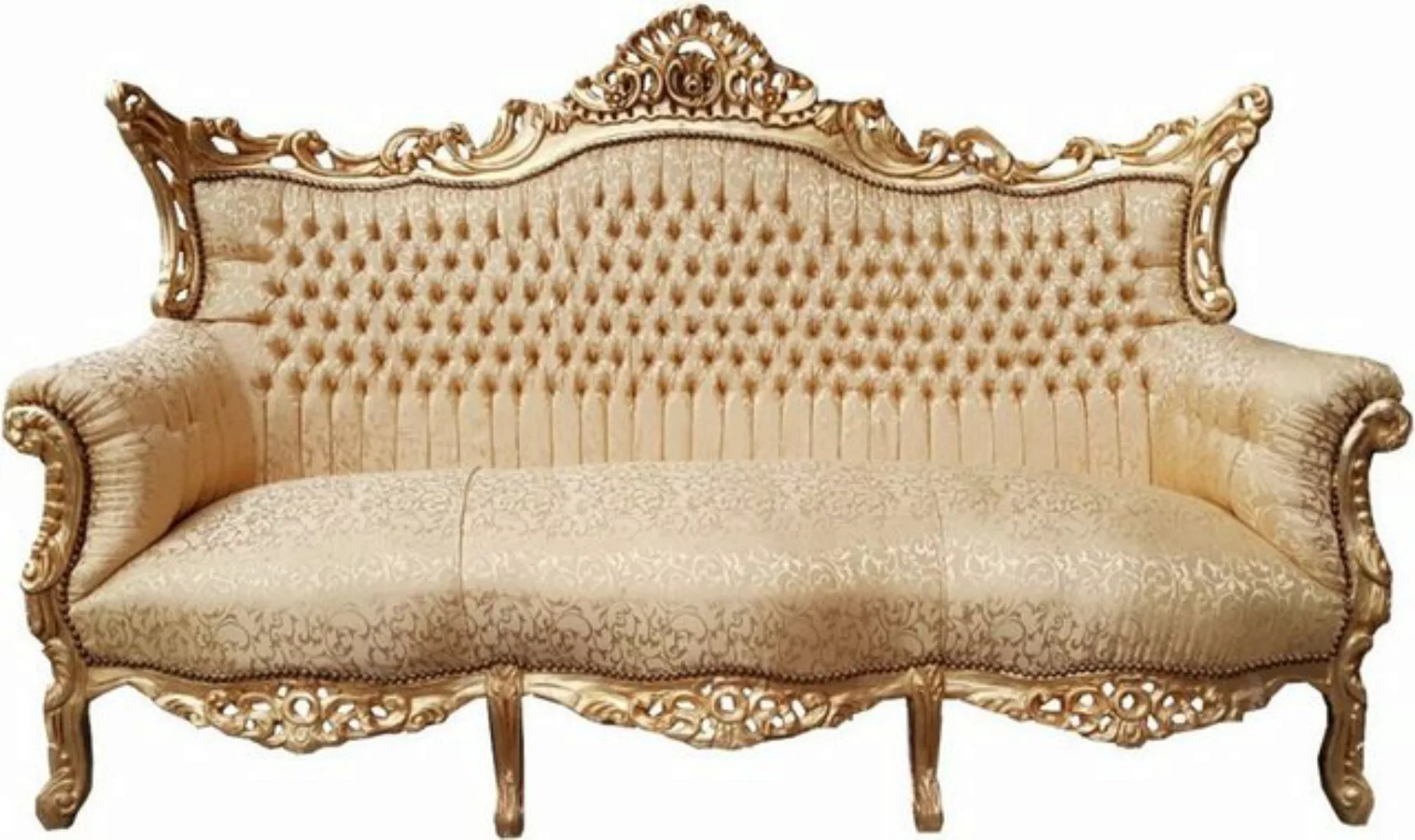 Casa Padrino 3-Sitzer Barock 3er Sofa Gold Muster / Gold - Wohnzimmer Möbel günstig online kaufen