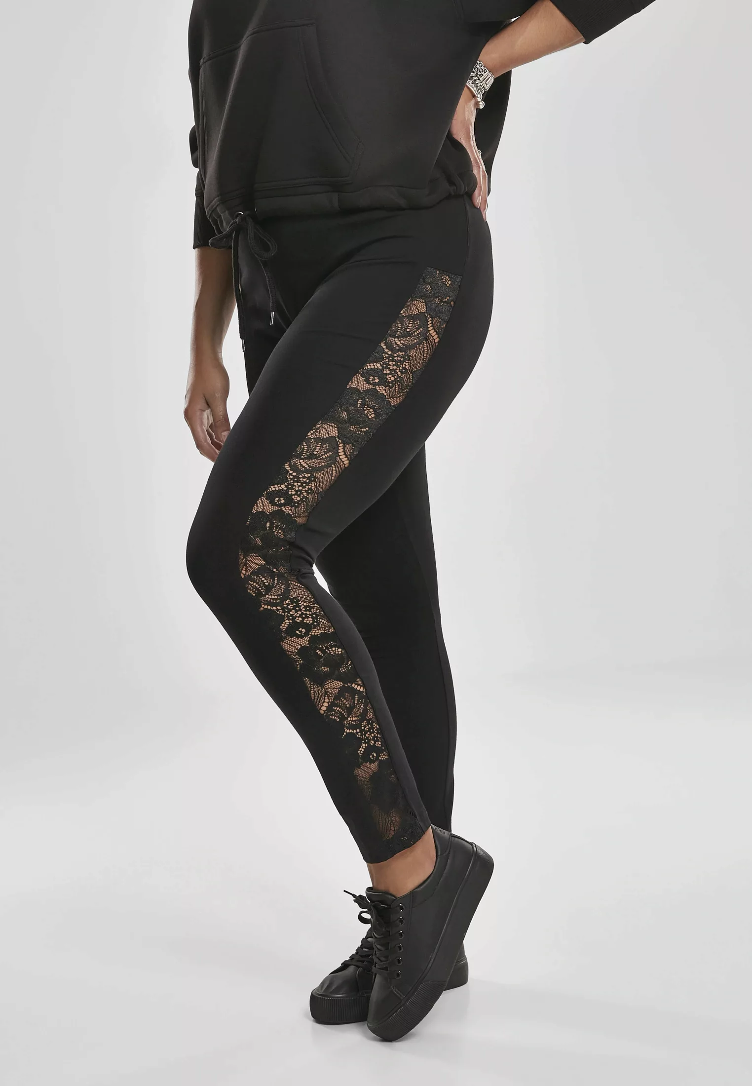 URBAN CLASSICS Leggings "Urban Classics Damen Ladies Lace Striped Leggings" günstig online kaufen