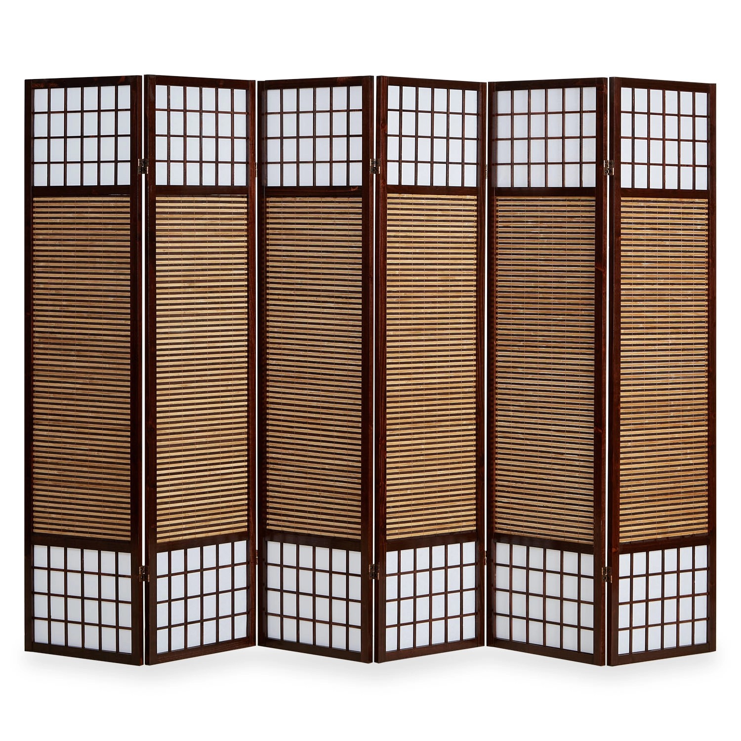 Homestyle4u 6-tlg. Paravent in Braun 264x175 cm 191 günstig online kaufen