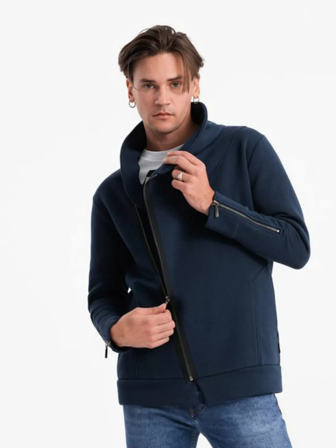 OMBRE Sweatshirt Herren-Sweatshirt mit Stehkragen und Reißverschluss günstig online kaufen