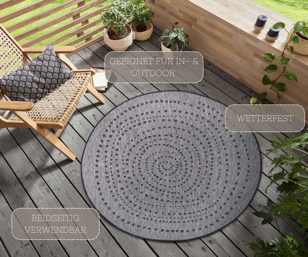 NORTHRUGS Teppich »Bali«, rund, 5 mm Höhe, In-& Outdoor, Wetterfest, Balkon günstig online kaufen