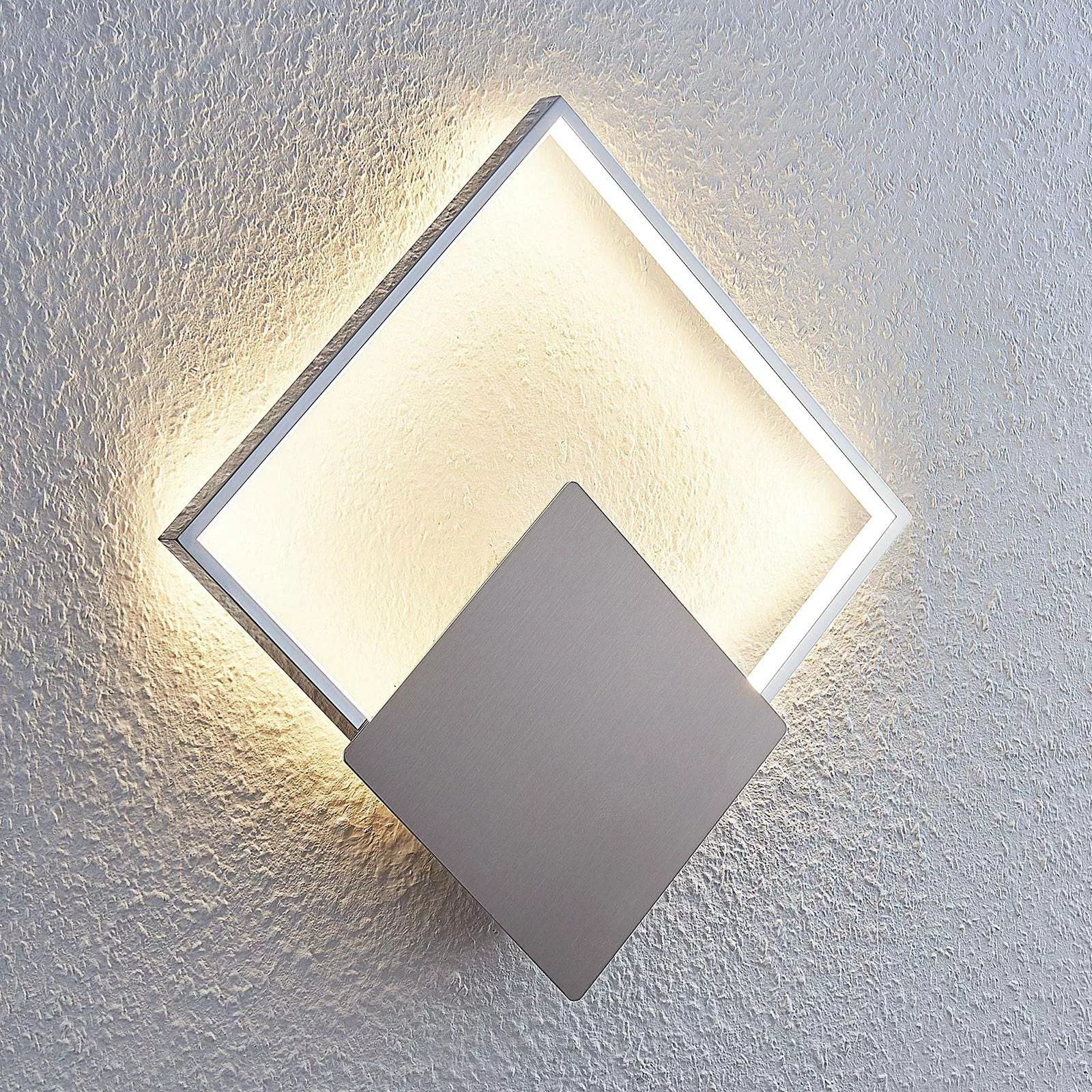 Lindby LED-Wandlampe Anays, 32 cm x 32 cm, chrom/klar günstig online kaufen