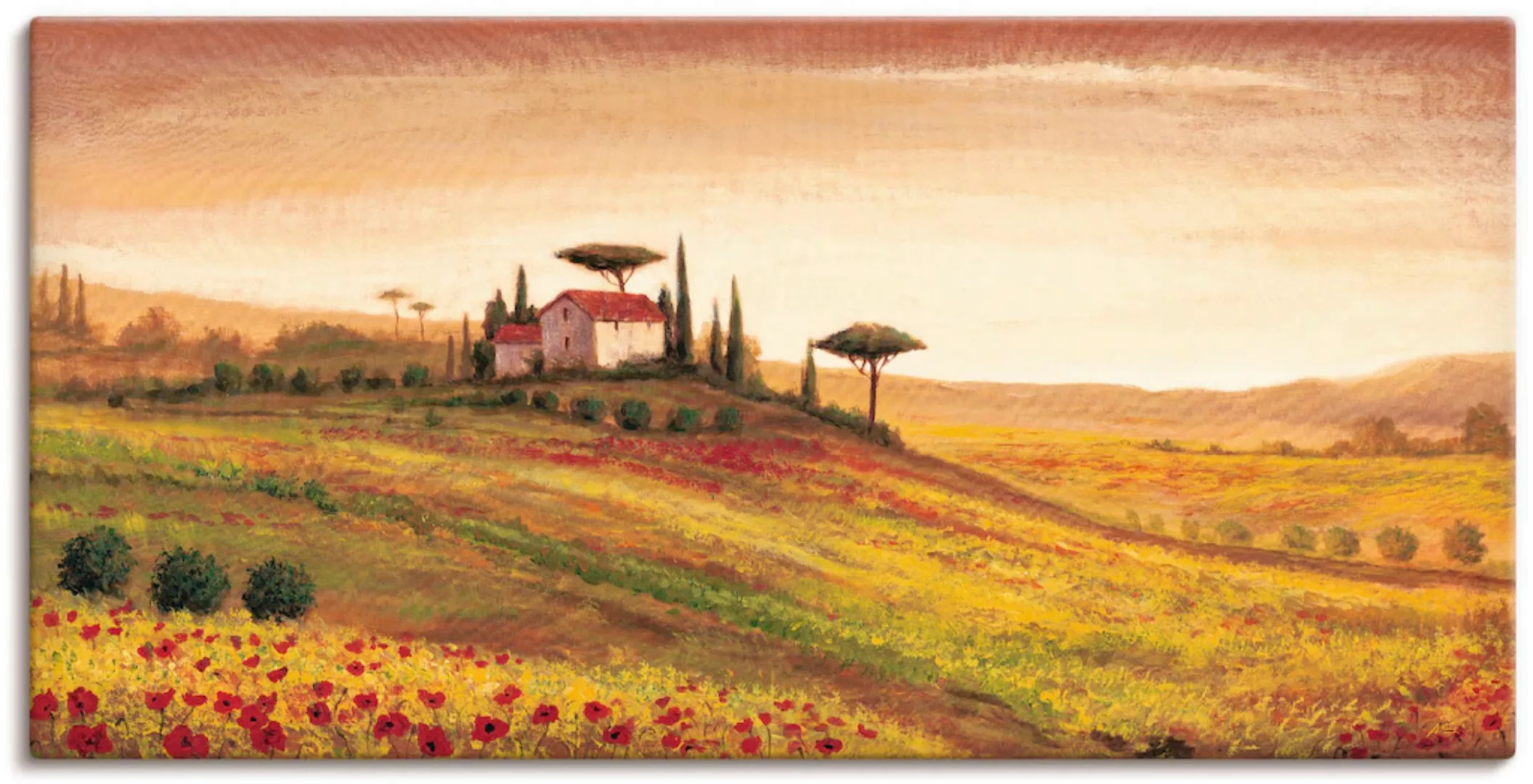 Artland Leinwandbild "Toskanalandschaft mit Mohnblumen", Europa, (1 St.), a günstig online kaufen