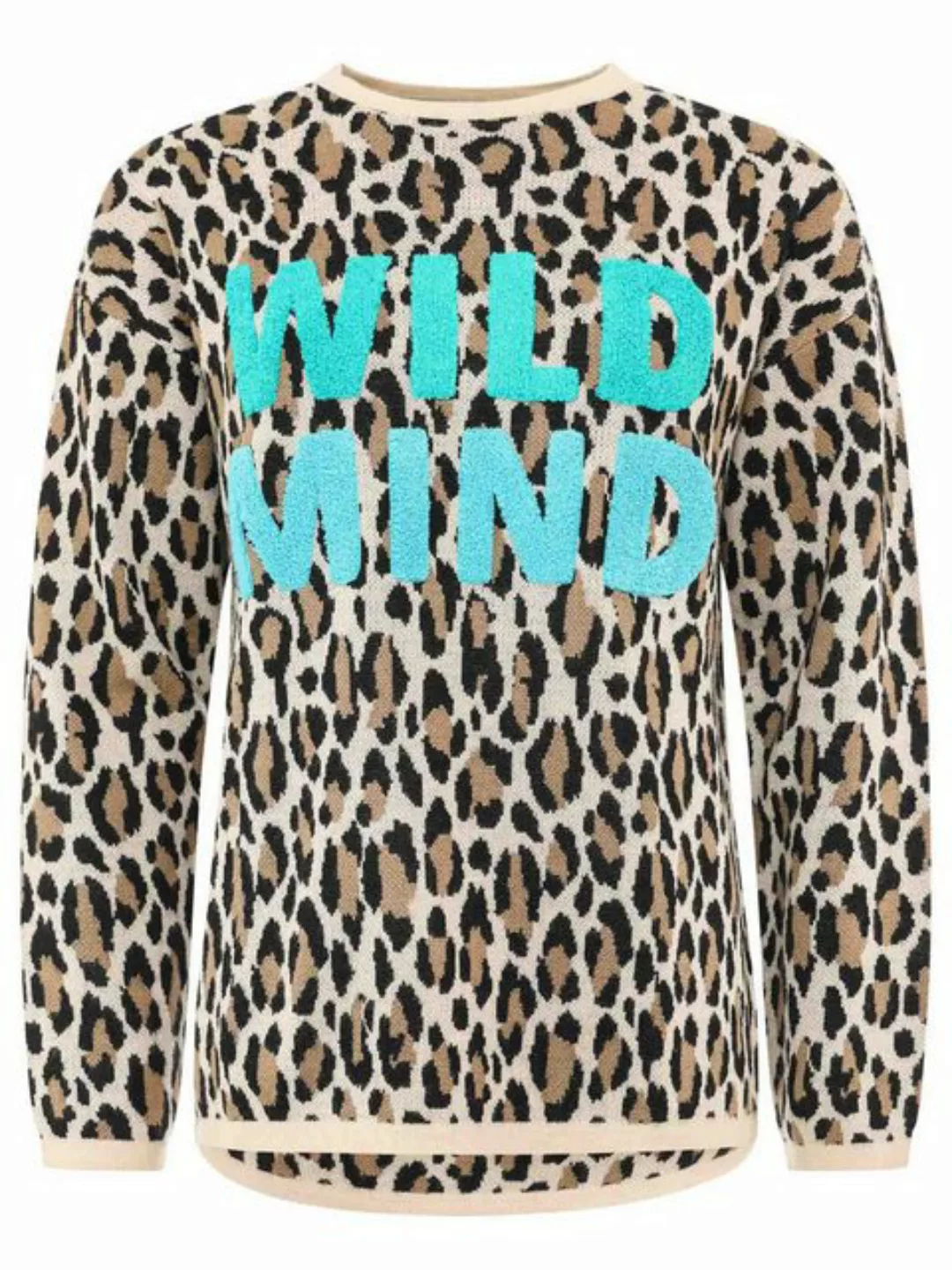 Zwillingsherz Strickpullover Pullover Leo Wild Mind Beige Türkis günstig online kaufen