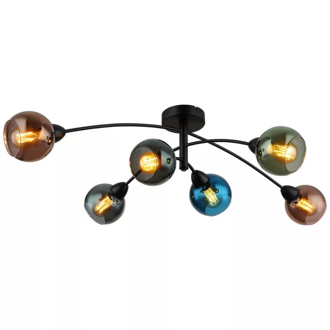 GLOBO Deckenleuchte ZARLONA 54047-6 mattschwarz bronze petrol Metall Glas B günstig online kaufen