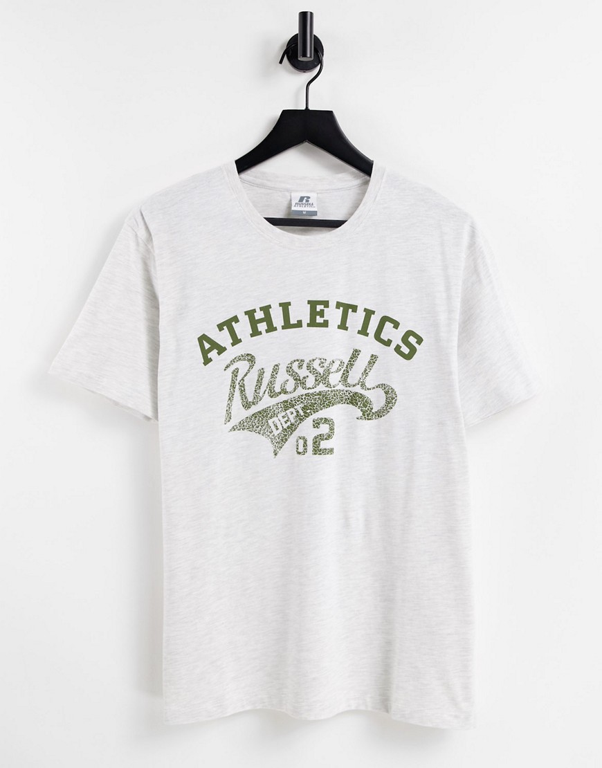 Russell Athletic – Graues T-Shirt mit Logo-Weiß günstig online kaufen