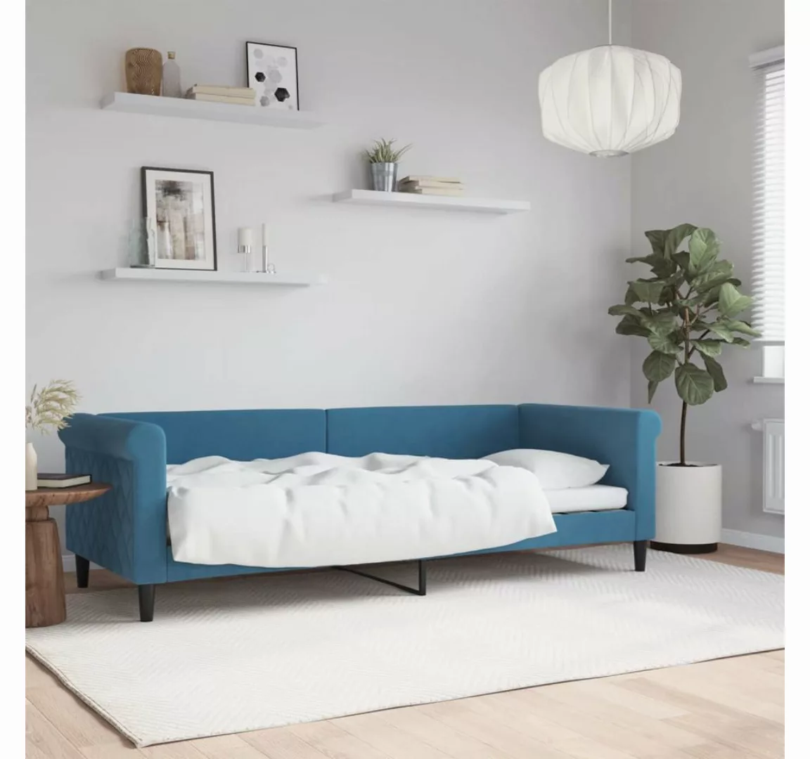 vidaXL Gästebett Tagesbett Blau 80x200 cm Samt Gästebett Gästecouch Gästeso günstig online kaufen