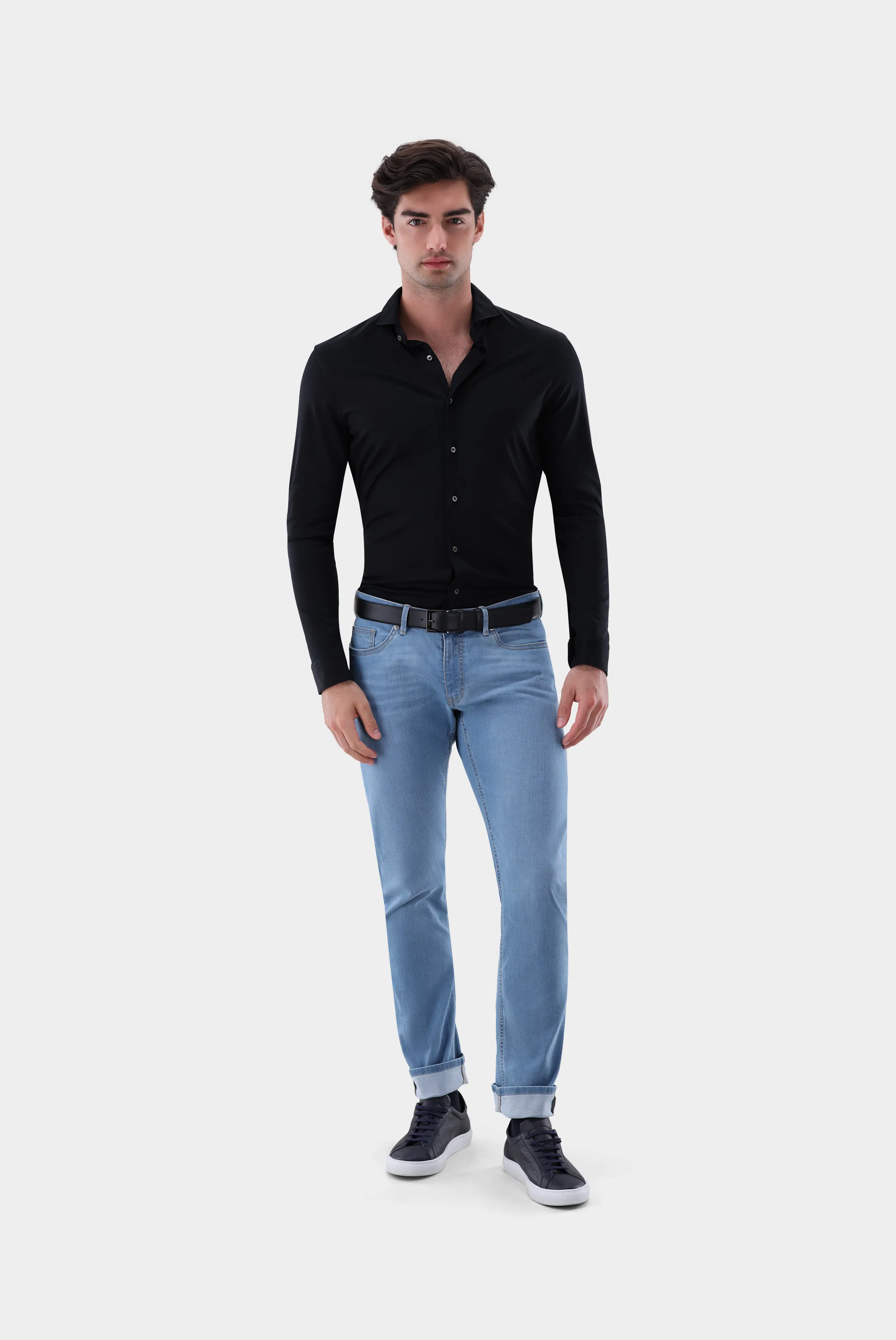 Jersey Hemd aus Schweizer Baumwolle Slim Fit günstig online kaufen