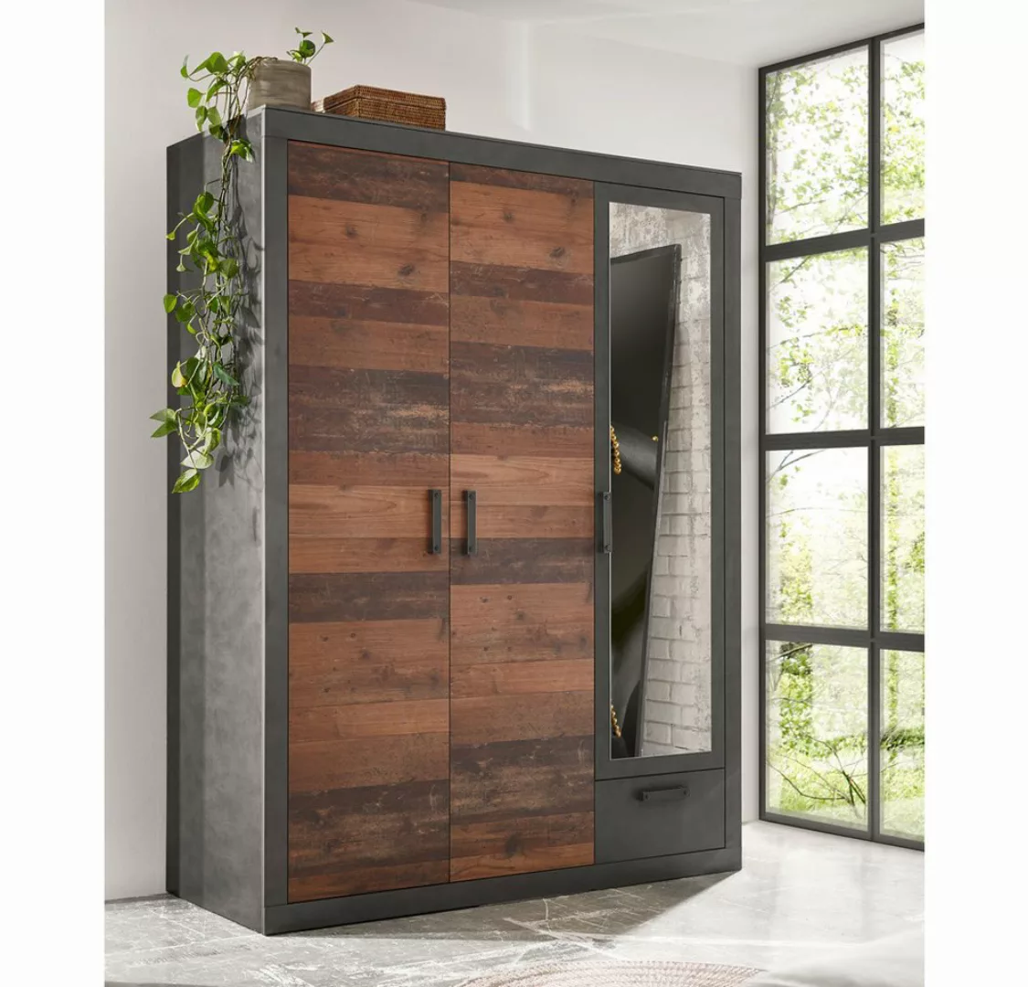 Lomadox Kleiderschrank BERLIN-S-61 Old Mix Dekor 150x201x60 cm günstig online kaufen