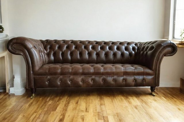 JVmoebel Chesterfield-Sofa, Chesterfield Design Polster Couch Leder Sofa Ga günstig online kaufen