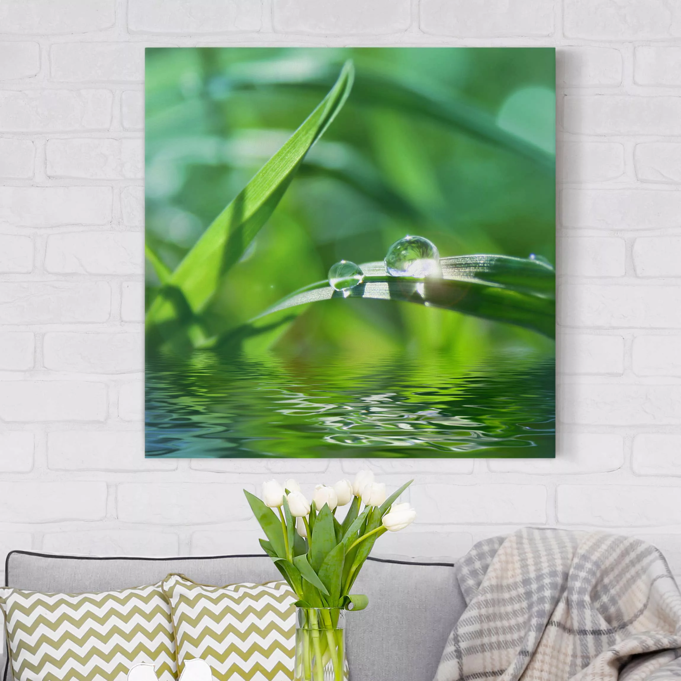 Leinwandbild Blumen - Quadrat Green Ambiance II günstig online kaufen