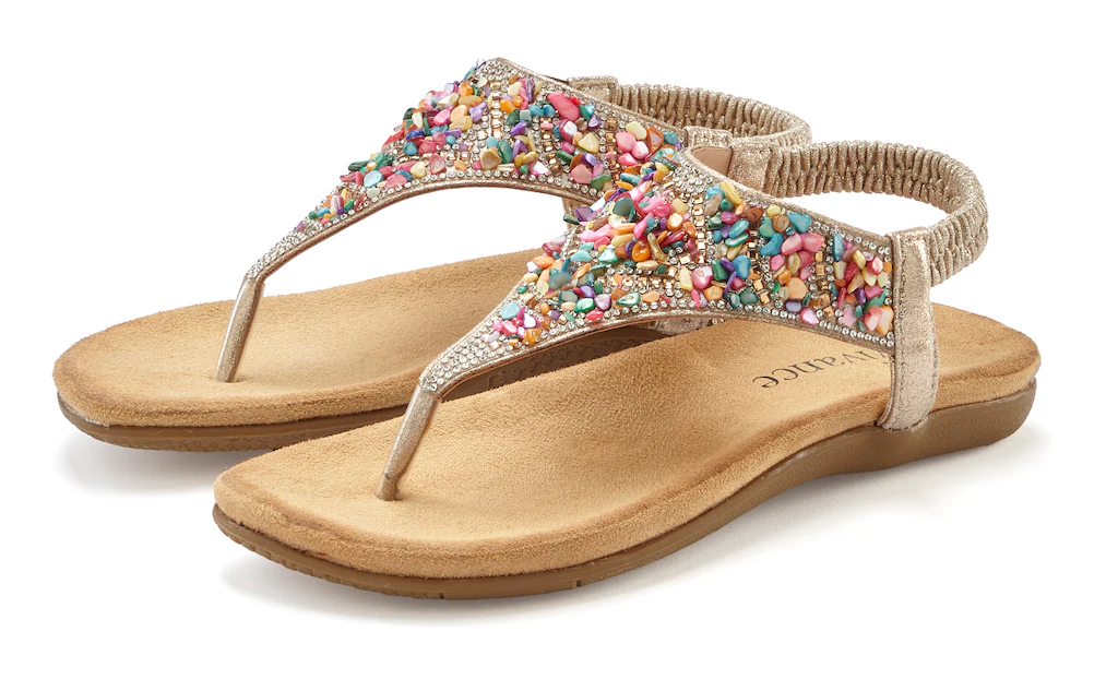 Vivance Sandale "Sommerschuh", Zehentrenner Sandale mit Schmucksteinen VEGA günstig online kaufen