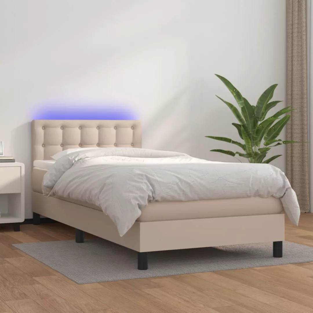 Vidaxl Boxspringbett Mit Matratze & Led Cappuccino-braun 80x200cm günstig online kaufen