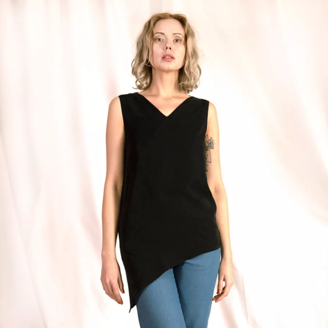Asymmetrische Bluse "Nena" In Schwarz Aus Tencel günstig online kaufen