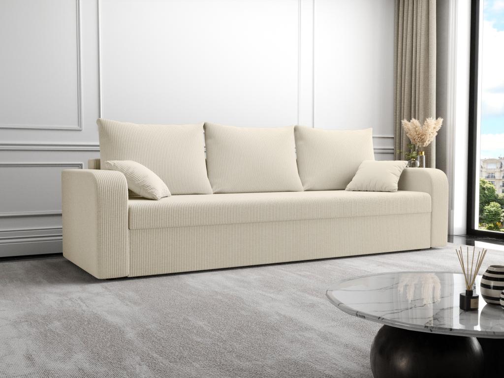 Sofa 3-Sitzer mit Schlaffunktion - Cord - Beige - ONABIA günstig online kaufen