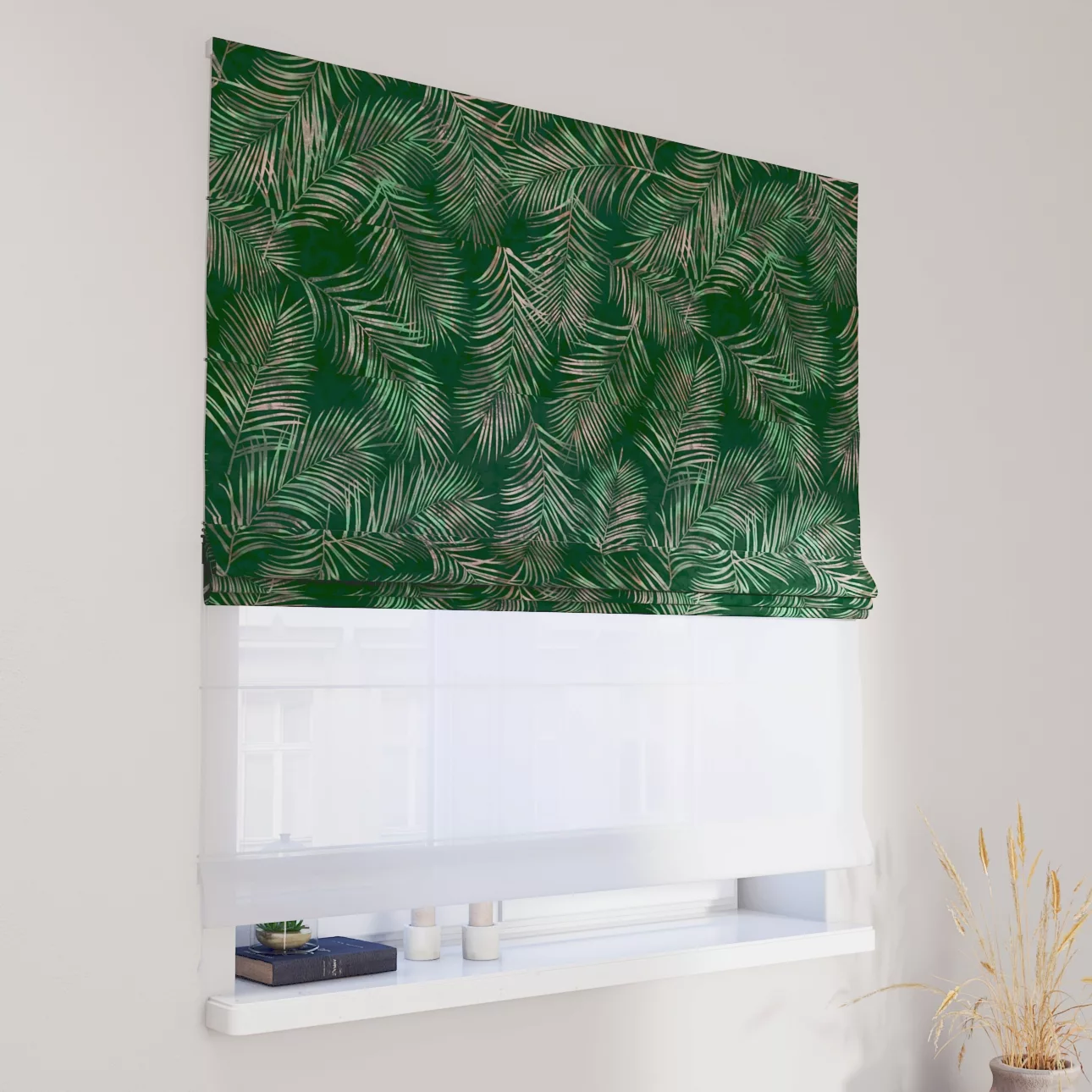 Dekoria Doppelraffrollo Duo, waldgrün, 50 x 60 cm günstig online kaufen