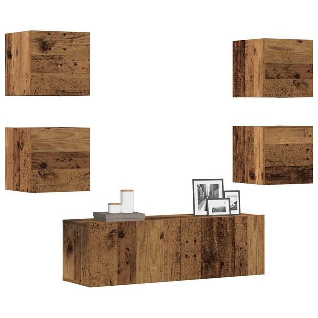 vidaXL Schrankmodule 5-tlg. TV-Schrank-Set Wandmontage Altholz-Optik Holzwe günstig online kaufen