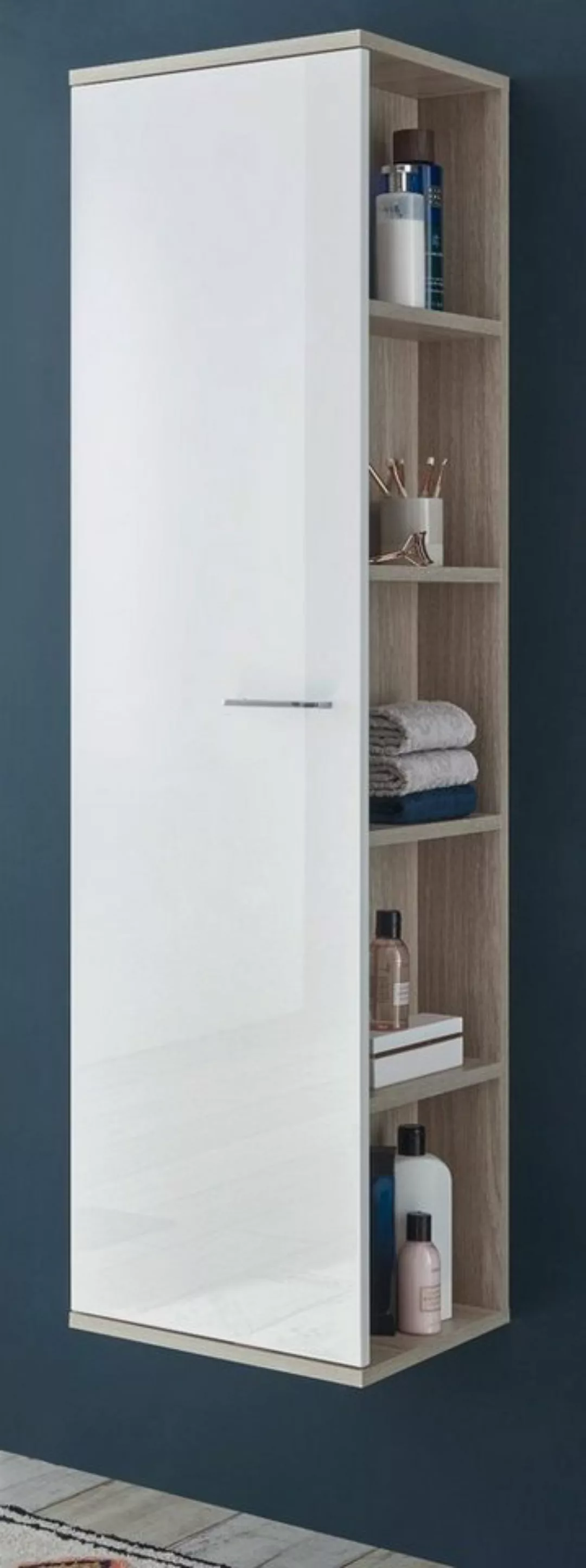 Furn.Design Hochschrank Venni (Badschrank in weiß und Eiche, 38 x 140 cm) H günstig online kaufen