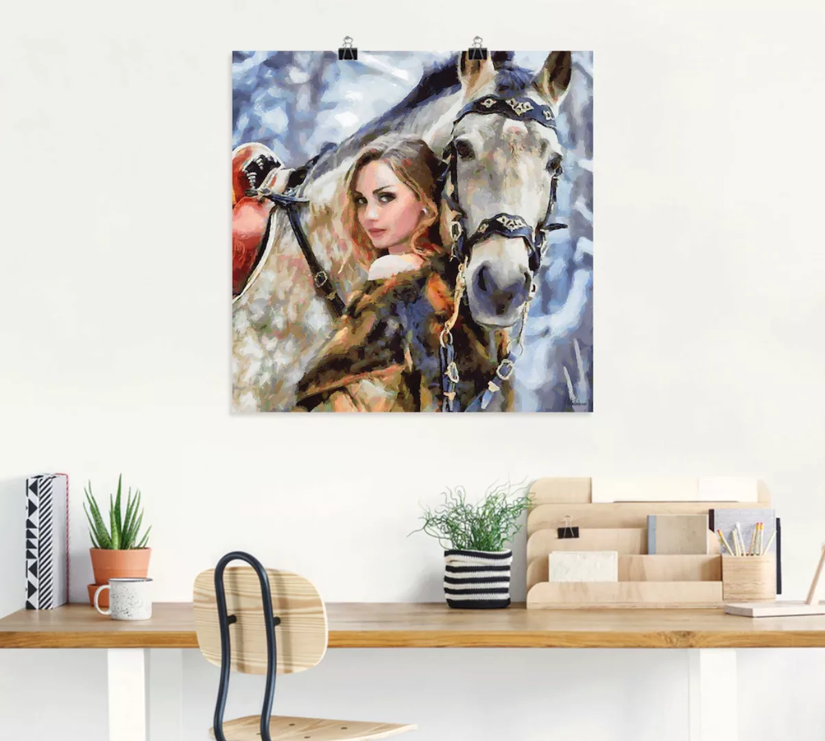 Artland Wandbild "Mädchen mit weißem Pferd", Portrait, (1 St.), als Leinwan günstig online kaufen