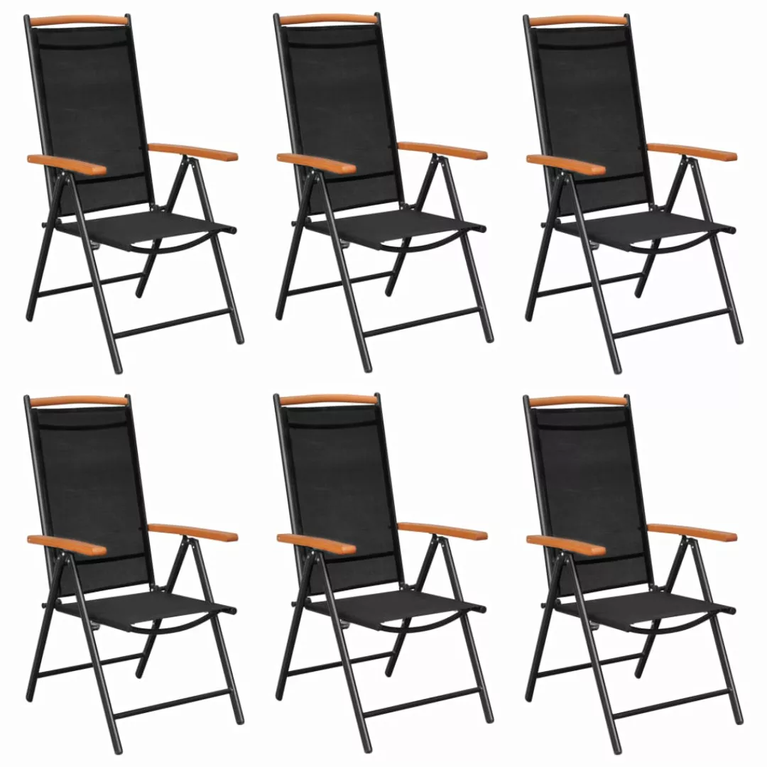 Gartenstühle Klappbar 6 Stk. Textilene Schwarz günstig online kaufen
