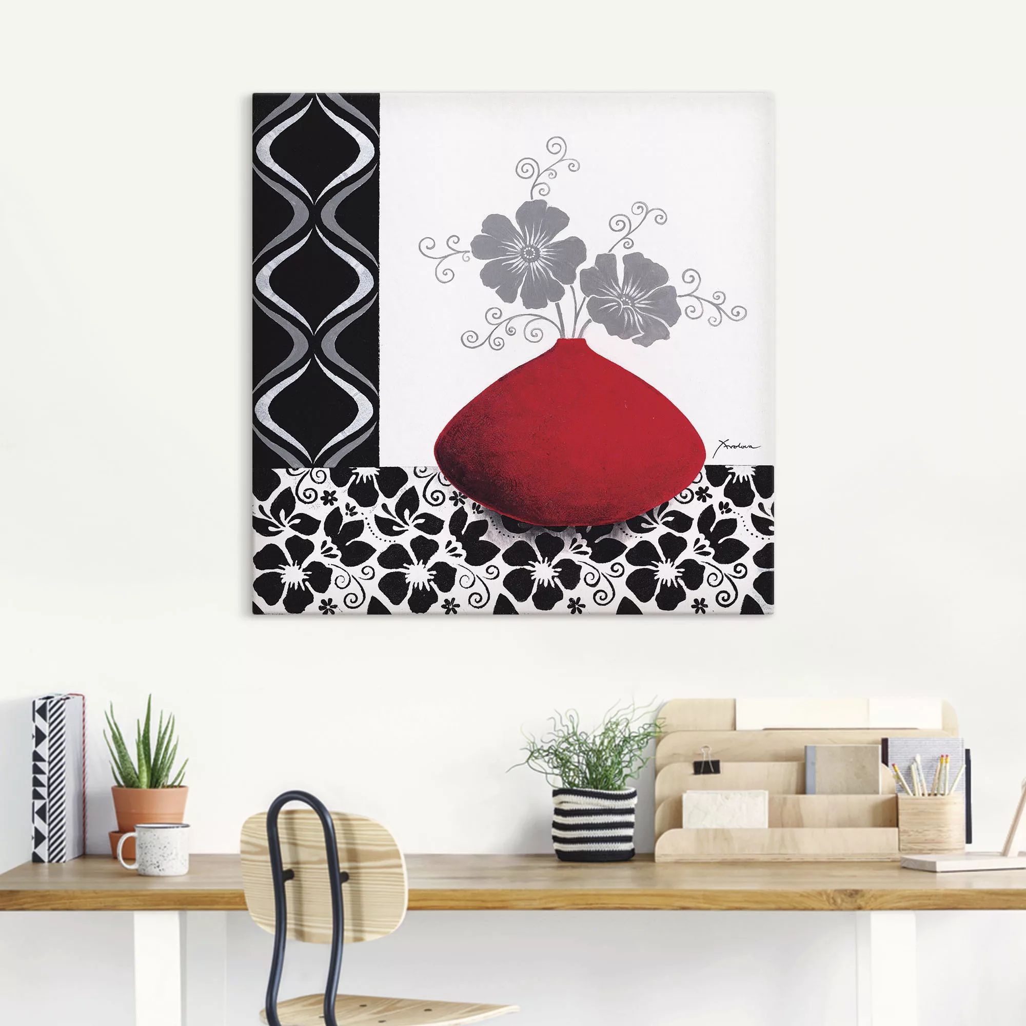Artland Wandbild "Blumenmuster", Vasen & Töpfe, (1 St.), als Leinwandbild, günstig online kaufen